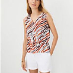 NWT Ann Taylor Zebra Stripe Gathered Tie Waist Top